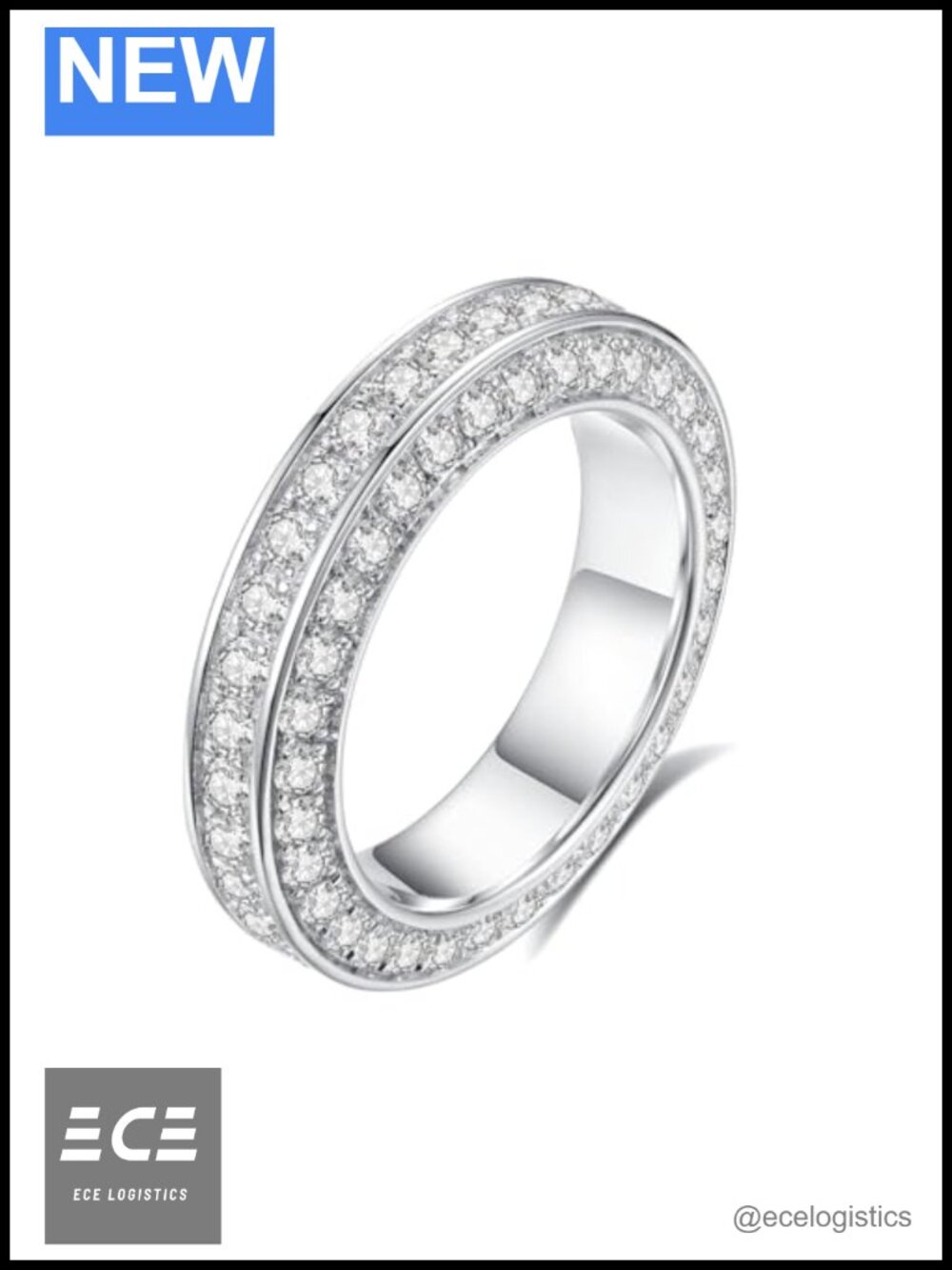 Moissanite Wedding Band D Color VVS1 S925 Sterling Silver 18k White Gold Plated